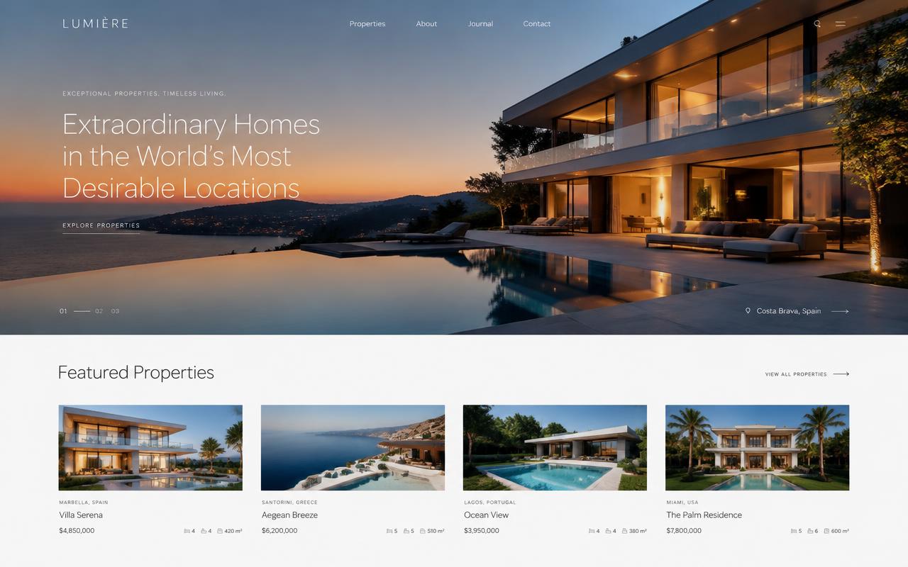 Beispiel einer modernen Website für ein Immobilienunternehmen